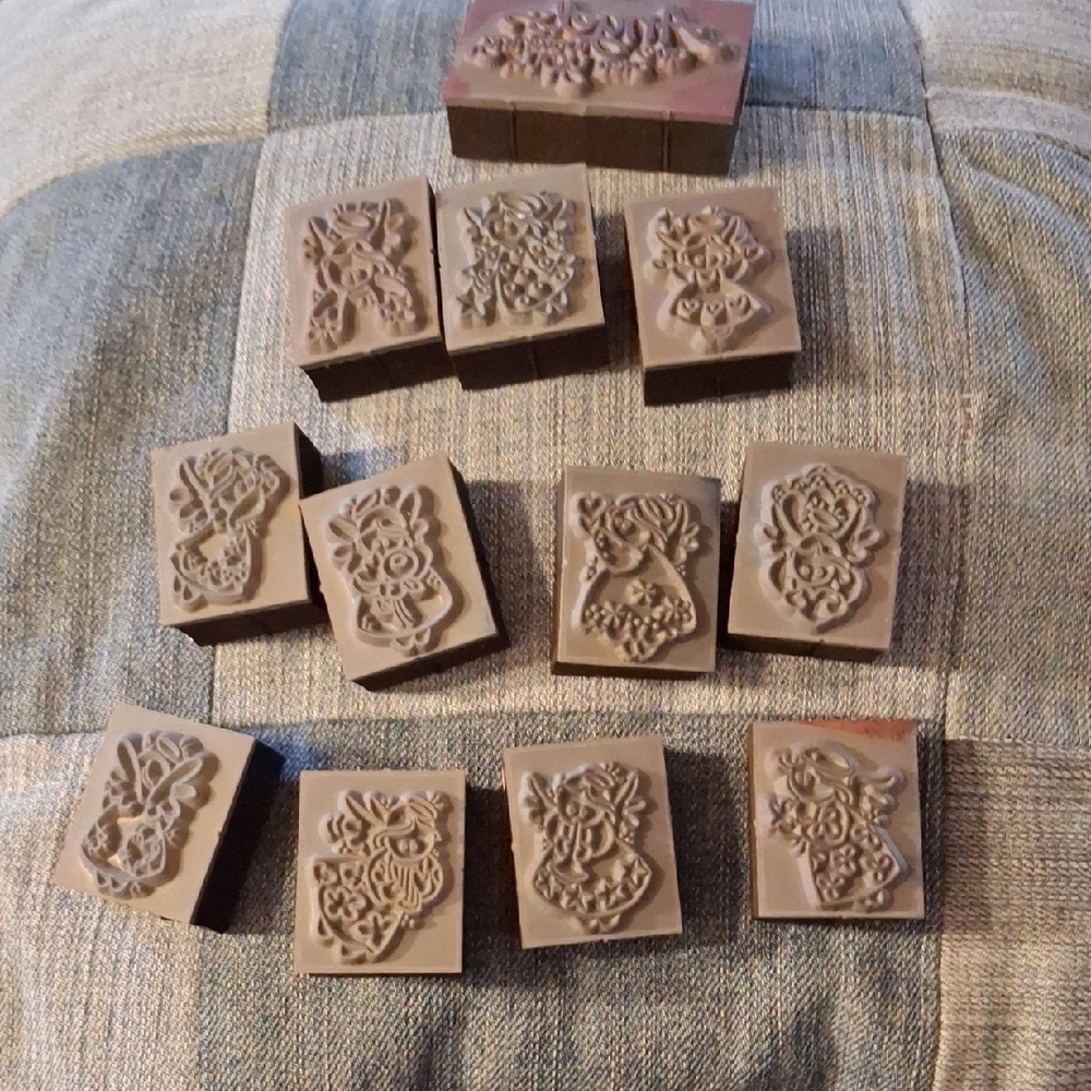 Angel Rubber Stamp watching over hearts star music flowers angelic chorus wings - Picture 4 of 5